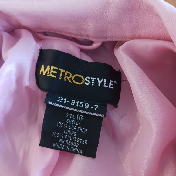 Vintage Leather Womens Jacket Metrostyle Cotton Candy Pink Spring 90s Y2K - Picture 6 of 9
